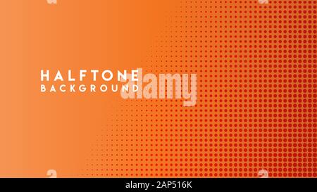 Colorful Halftone Background Design Template, Pop Art, Abstract Dots Pattern Illustration, Vintage Texture Element, Orange Gradation, Vector EPS 10 Stock Vector