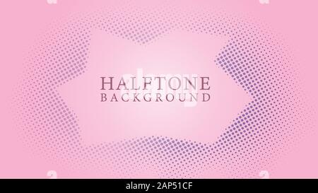 Halftone Frame Background Design Template, Pop Art, Colorful Abstract Dots Pattern Illustration, Vintage Texture Element, Pinky Violet Pink Gradation Stock Vector