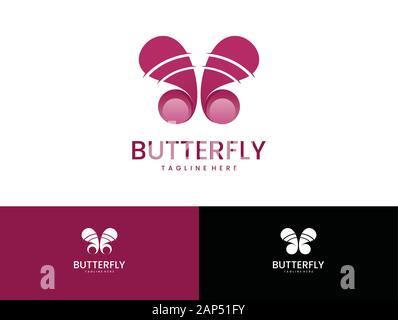 Ultrasound Butterfly Simple and Clean Logo Stock Vector