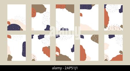 Textured abstract shapes card vector set. Terrain geo dust particles vector background design for wrap, greeting cards and print paper. Stock Vector