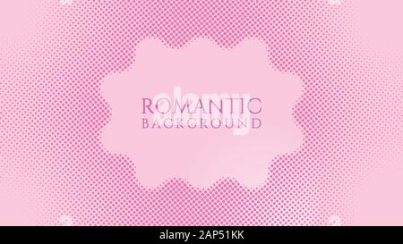 Halftone Frame Background Design Template, Pop Art, Colorful Abstract Dots Pattern Illustration, Vintage Texture Element, Pinky Pink Gradation Stock Vector