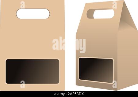 Template food cardboard package. Front and side view. High detailed realistic vector illustration. Stock Vector