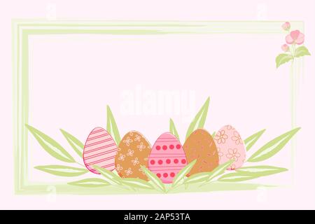easter wreath with eggs vector illustration for cards Stock Vector