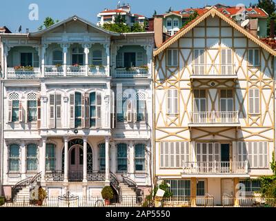 Istanbul Turkey impressive mansions along the Bosporus Strait  bright summer day. Stock Photo