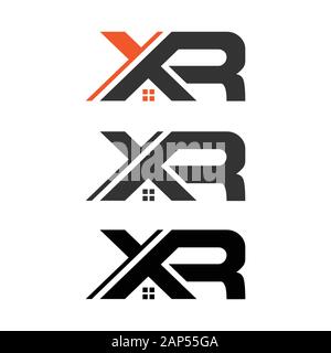 Initial XR logo design template with home sign symbol Stock Vector