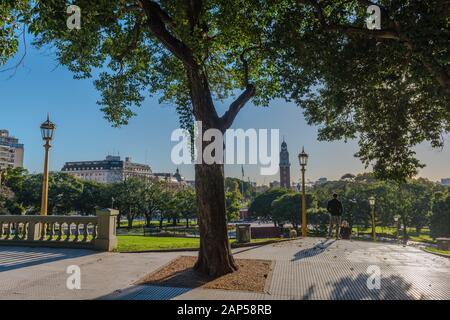 View from Plaza San Martin to the former English Tower or Torre de los Ingleses, city quarter of Retiro, Buenos Aires, Argentina, Latin America Stock Photo