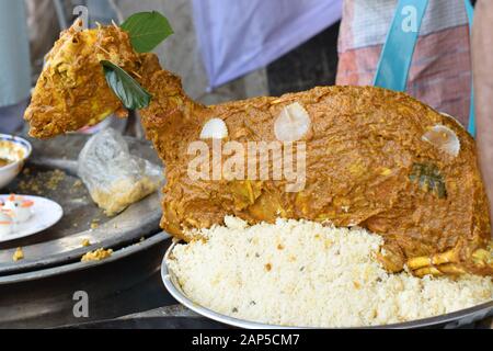 Wedding ceremony by goat full roast Stock Photo