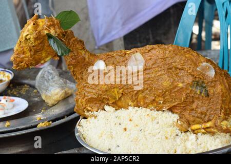 Wedding ceremony by goat full roast Stock Photo