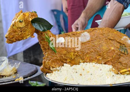 Wedding ceremony by goat full roast Stock Photo