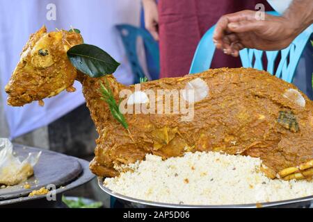 Wedding ceremony by goat full roast Stock Photo