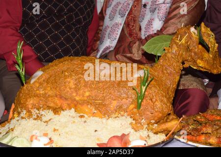 full goat roast on wedding ceremony Stock Photo