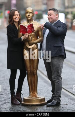 John Connors and Clare Dunne launch the 2020 Virgin Media Dublin International Film Festival programme at St Stephens green in Dublin. Connors features on screen in Broken Law, behind the camera with his documentary Endless Sunshine on a Cloudy Day, and short Innocent Boy, whilst actor/writer Clare Dunne’s debut feature Herself is the Closing Gala. The Festival will welcome a host of stars including Niamh Algar, Orla Brady, Trine Dyrholm, Charlie Kaufman, Barry Keoghan, Bill Nighy, Pawel Pawlikowski and Imogen Poots to Dublin for a 12 day extravaganza of cinema ww.diff.ie. PA Photo. Picture da Stock Photo