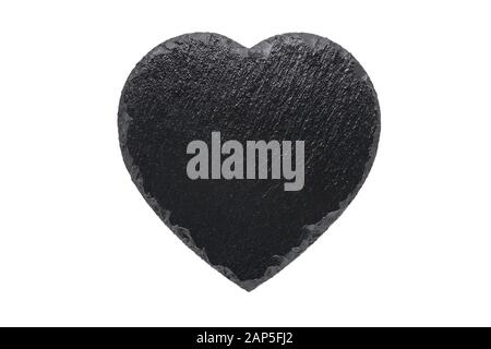 black slate plate like heart isolated on white Stock Photo