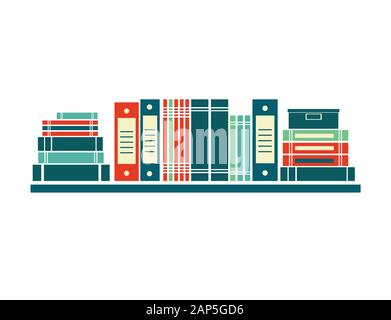 Vector books on bookshelves. Stock Vector
