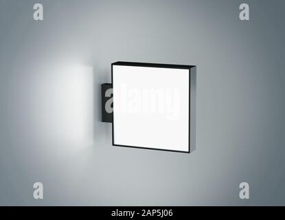 Download Hanging lightbox template, blank 3d render sign board with black Stock Photo - Alamy