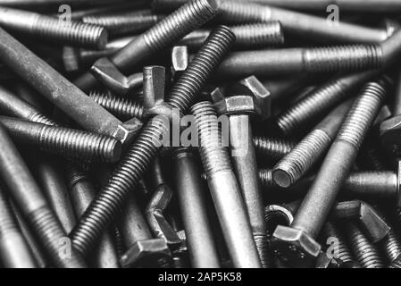 Hex bolts. Stainless steel screw bolt for use in construction and industry Stock Photo