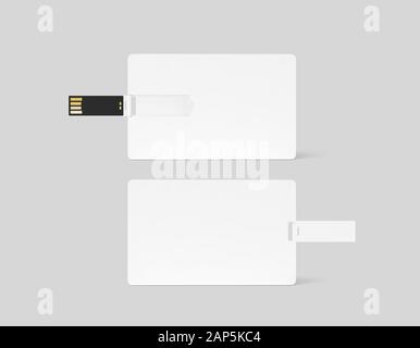 Blank white plastic wafer usb card design mockup Stock Photo