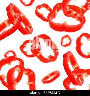 Flying red pepper or paprika isolated on white background Stock Photo