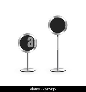 Modern speakers stand isolated on white. Sound system with two s Stock Photo