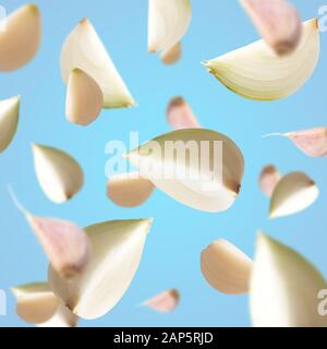 Fresh flying onion over white background, isolated Stock Photo