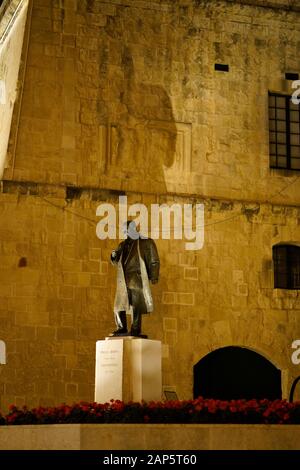 Statue of Prime Minister, Paul Boffa in Castille Square, Valletta, Malta Island, Europe Stock Photo