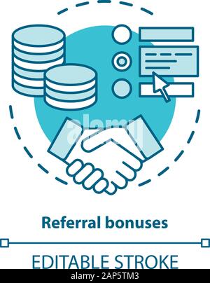 Casino referral bonuses concept icon. Reward program idea thin line illustration. Referral awards, incentives and benefits. Redeem points. Vector isol Stock Vector