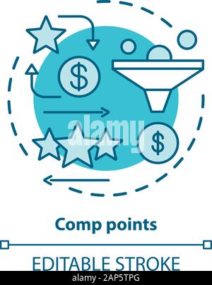 Casino comp points concept icon. Redeem points and bonuses idea thin line illustration. Cashback and reward offer. Loyalty reward program. Vector isol Stock Vector