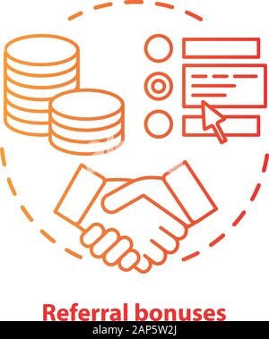 Casino referral bonuses concept icon. Reward program idea thin line illustration. Referral awards, incentives and benefits. Redeem points.  Vector iso Stock Vector