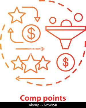 Casino comp points concept icon. Redeem points and bonuses idea thin line illustration. Cashback and reward offer. Loyalty reward program. Vector isol Stock Vector