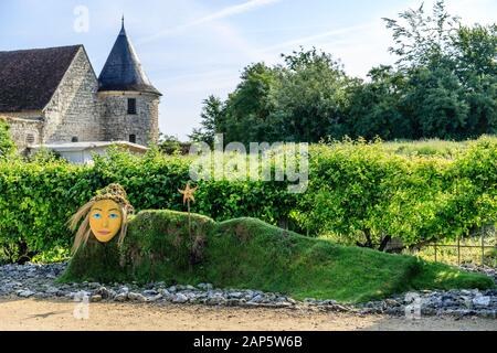 France, Indre et Loire, Loire Anjou Touraine Regional Natural Park, Lemere, Chateau du Rivau gardens, fairy lying at the entrance to the castle // Fra Stock Photo