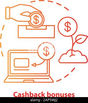 Cashback bonuses concept icon. Cash back service idea thin line illustration. Customer loyalty. Reward, benefit program. Money refund. Vector isolated Stock Vector