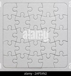 Close up on blank jigsaw puzzle Stock Photo