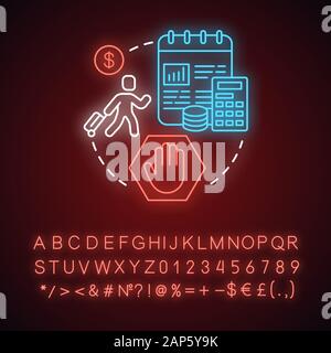 Tax resistance neon light concept icon. Civil disobedience, government manifestation idea. Glowing sign with alphabet, numbers and symbols. Taxpayer, Stock Vector