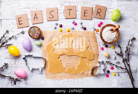 Gingerbread dough for cooking Easter cookies Stock Photo