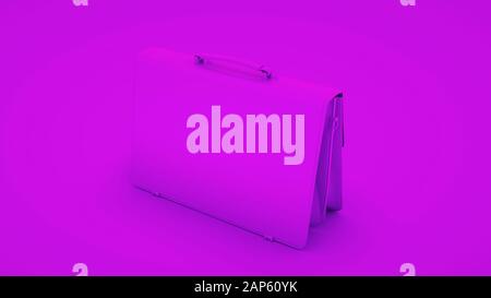 Leather briefcase on purple background. Minimal idea concept, 3d rendering. Stock Photo