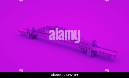 Bridge on purple background. Minimal idea concept, 3d rendering. Stock Photo