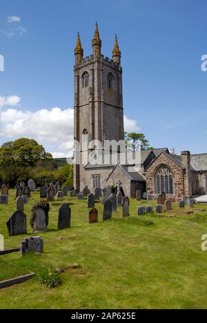 St Pancras church, Widecombe-in-the-Moor, Devon, England. Stock Photo