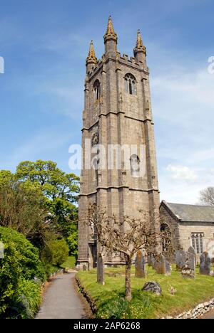 St Pancras church, Widecombe-in-the-Moor, Devon, England. Stock Photo