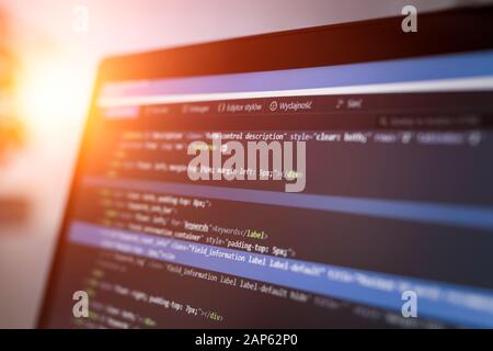 Developing programming and coding technologies. Website design. Cyber space concept. Stock Photo