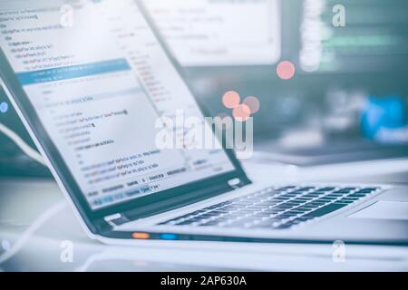 Developing programming and coding technologies. Website design. Cyber space concept. Stock Photo