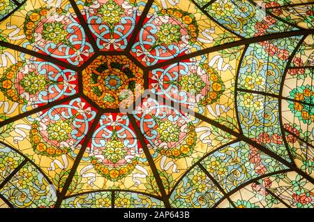 Stained glass window of the Colon Theater, the main opera house in Buenos Aires, Argentina Stock Photo