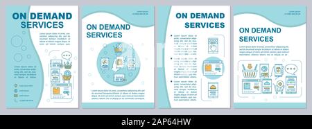 On demand economy brochure template layout. Customer services flyer, booklet, leaflet print design with linear illustrations. Vector page layouts for Stock Vector