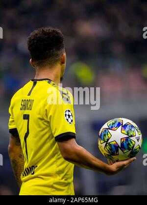 Milan - Oct 23, 2019: Jadon Sancho 7. FC Inter - Borussia Dortmund. Champions League. Stadio San Siro Stock Photo