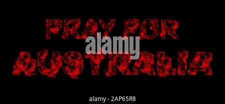 Pray For Australia Typography Design with Fires on Black Background. Save Australia Concept. Help People and Animals. Donate Template. Series of Massi Stock Photo