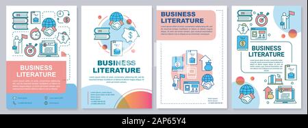 Business literature brochure template. Flyer, booklet, leaflet print, motivational book, cover design with linear illustrations. Vector page layouts f Stock Vector