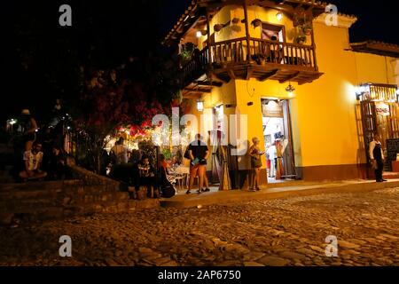 Restaurant in Trinidad at night. Cuba Stock Photo