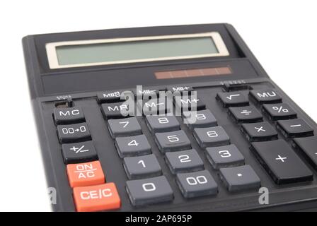 Black calculator isolated on the white background Stock Photo