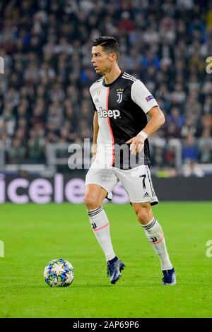Turin - Oct 22, 2019: Cristiano Ronaldo 7 shows his technic and