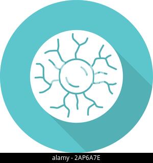 Plasma physics turquoise flat design long shadow glyph icon. High energy state of matter. Astrophysical phenomena. Ionized gaseous substance. Subatomi Stock Vector