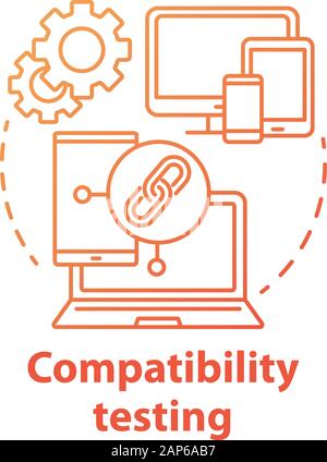 User experience testing concept icon. UX. Software development. Information technology. Correction of error in application idea thin line illustration Stock Vector